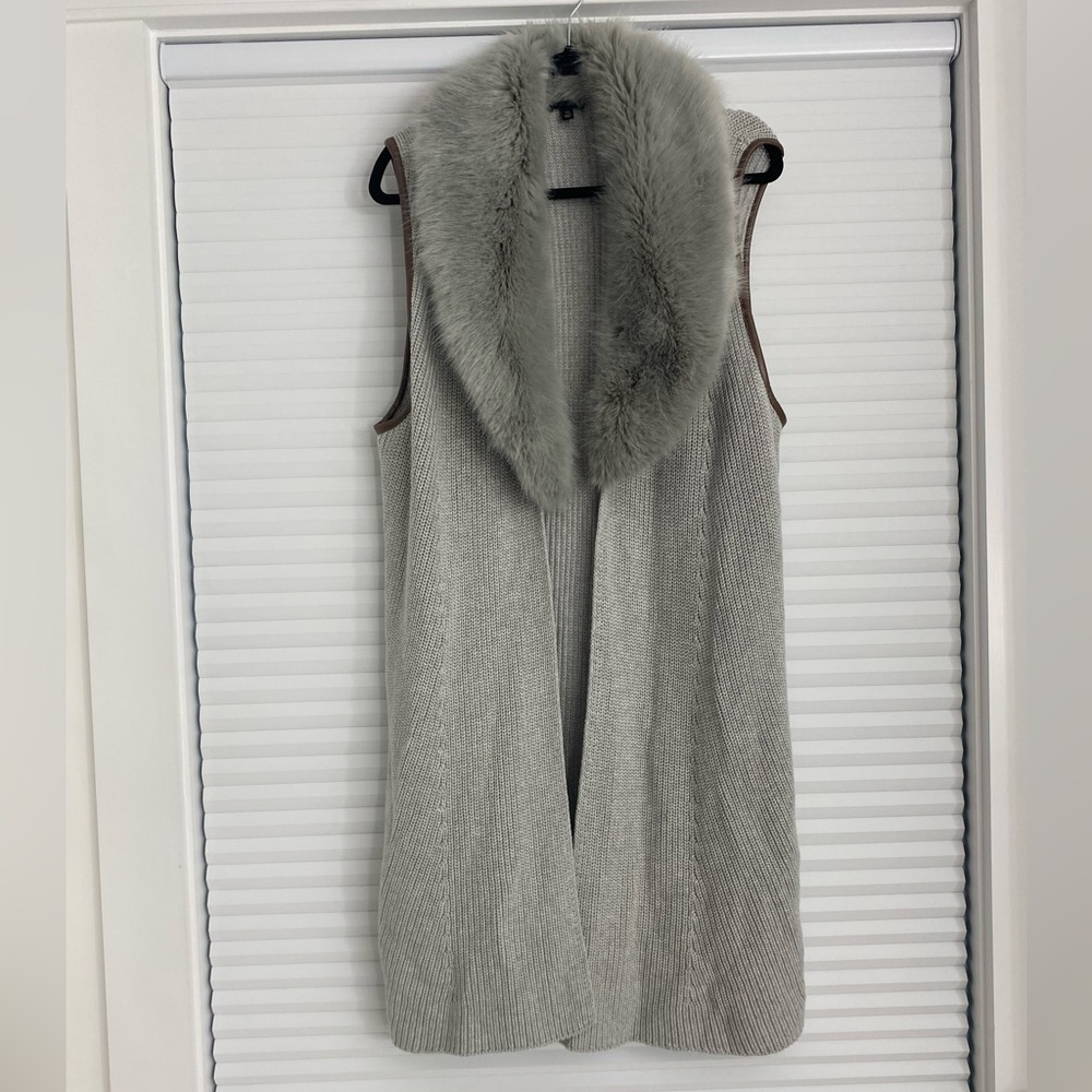 Talbots faux fur vest with removable fur